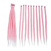 abordables Crocheter les cheveux-Extensions de dreadlocks synthétiques fines de 14 pouces 0,6 cm 20 brins extension de dreadlocks reggae courte à une extrémité rose dreads loc 14