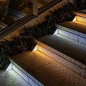 economico Luci paesaggistiche-2/6 pezzi luci solari per gradini, luci da esterno triangolari luci solari da ponte ip67 impermeabili luci decorative con accensione automatica per cortile con scale, vialetto, portico, porta d&#039;ingresso, marciapiede, bianco caldo