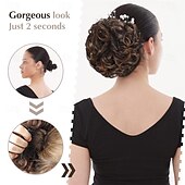 ieftine Meșe-coc dezordonat piesa de par chignon scrunchie piepteni usor elastic piepteni in chignon posturi pentru femei