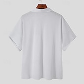 preiswerte Herrenhemd zum Knöpfen-Herren Sommerhemd Freizeithemd Strandhemd Knopfhemd Weiß Kurzarm Einfach Vertikale Streifen Revers Urlaub Ferien Button-Down Bekleidung Polyester Mode Lässig Bequem