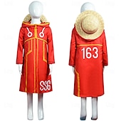 cheap Anime Costumes-One Piece Monkey D. Luffy Anime Cosplay Costume Outfits Cosplay Suits Halloween Carnival Masquerade Coat Gloves Hat For Men&#039;s Boys Kid&#039;s Adults&#039;