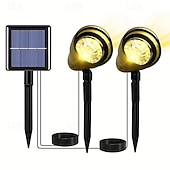 voordelige Buiten spots-Buitenzonne-energiespotlicht IP65 waterdicht 2-in-1 op zonne-energie gericht licht voor tuin, zwembad, bomen, vijvers, tuindecoratie, landschapsverlichting