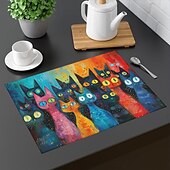 זול Placemats &amp; תחתיות וטריב-מחצלות שולחן 12x18 אינץ&#039; מחצלות שולחן לשולחן בדוגמת בעלי חיים לקישוט מטבח למסיבה
