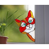 abordables sculptures murales-tentures de fenêtre de chat, attrape-soleil de chat en verre teinté fait à la main, cintre de fenêtre de chat mignon en vitrail furtivement attrape-soleil chat acrylique vitrail cintre de fenêtre de chat pour les amoureux des chats