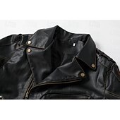 preiswerte Kunstlederjacke-Herren Kunstlederjacke Bikerjacke Vintage Lederjacke Straße Motorrad Thermowarm Tasche Frühling &amp; Herbst Einfarbig Streetwear Lässig Umlegekragen Regulär Kunstleder Schwarz Braun Jacken
