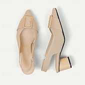ieftine Pantofi casual dama-Pentru femei Tocuri Mărime Plus Size Pantofi Flyknit Nuntă În aer liber Birou Dungi Cataramă Blocați călcâiul Vârf ascuțit Modă Clasic Confortabili Plimbare Croșet Loafer Migdală Negru Galben
