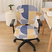 baratos Capa para Cadeira de Escritório-Capa para cadeira de escritório, capa para cadeira de mesa de computador, spandex elástico, anti-poeira, divisão universal, giratória, protetor de capa para cadeira giratória, conjunto de 2 peças,