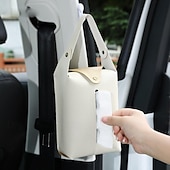 halpa Järjestelyratkaisut-auto pu nahkainen pehmopaperikassi pehmopaperipidike keinonahkainen pehmopaperin säilytysauto laukku perhematkan järjestäjä auton koristelu