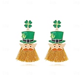 preiswerte Zubehör-Kleeblatt Irisch Halloween Maskerade Ohrringe Cosplay Erwachsene Damen Karneval Maskerade St. Patrick&#039;s Day Party Maskerade Einfache Halloween-Kostüme Verkleiden