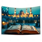 tanie gobelin krajobrazowy-koran eid mubarak ramadan wiszące gobelin meczet wall art duży gobelin mural wystrój fotografia tło koc kurtyna strona główna sypialnia salon dekoracja