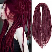 abordables Crocheter les cheveux-extensions dreadlocks dreads synthétiques 24 pouces 15 brins extensions de dreadlocks à double extrémité extrémités droites dreads de style hipple 0,6 cm de largeur extensions dread pour femmes