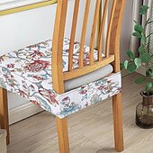 baratos Capa para Cadeira de Jantar-Capas elásticas para assento de cadeira de jantar 1 peça, capas de assento laváveis macias e removíveis com estampa floral para cadeiras de jantar, protetor de capa de assento para sala de jantar