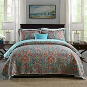 abordables Couvre-lits, couvertures et ensembles-Ensemble de courtepointe à motif patchwork 100 % coton, ensemble de couvre-lit king queen size pour toutes les saisons, ensemble de literie bohème surdimensionné et léger
