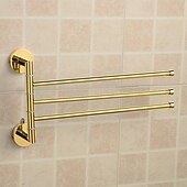 cheap Towel Bars-Wall Mounted Gold Towel Rail Towel Bar Modern Polished Brass Bathroom Towel Rack with 3 Rod Household Golden 1PC