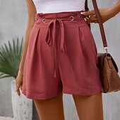billige Bermuda-shorts-Dame Shorts Fritid hverdag Kort عادي Snorer Pusteevne Bekvem Mikroelastisk Dagligdagstøy Helg Rød Sommer Normal