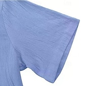economico Casual da lavoro-Per uomo Camicia in cotone e lino Semplice Vacanza Nero Bianco Blu marino scuro Blu Manica Corta Collo ripiegato Estate Abbigliamento
