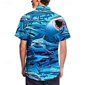 billiga Ocean Print-Herr Tropisk Fisk Undervattens värld Skjorta Hawaii skjorta Lägerskjorta Kortärmad Skjorta Nedvikt Mode Designer Ledigt Utomhus Gata Ledigt Havsblått Marinblå Marinblå 3D-tryck S M L