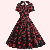 olcso Ruhák-Retró 1950-es Rockabilly Ruhák A-Line ruha Swing ruha Gyümölcs Női Mindszentek napja Farsang Álarcos mulatság Hétköznapi viselet Lánybúcsú Felnőttek Ruha Hazatérő ruhák