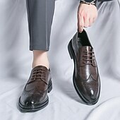 abordables Officiel-chaussures richelieu marron pour hommes avec bout d&#039;aile et semelle en caoutchouc - chaussures formelles classiques pour les affaires, le bureau et les événements spéciaux