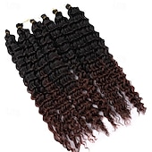 levne Clip in Extensions-latinskoamerické háčkované vlasy 14 palců 18 palců 22 palců 6ks / balení havajská kudrna hluboké vlnění háčkované vlasy ocean wave syntetické vlasy cop háčkování prodlužování vlasů
