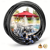 cheap Watering &amp; Irrigation-Outdoor Misting Cooling System 8m(26ft) Misting Line 11 Brass Mist Nozzles for Patio Garden Greenhouse