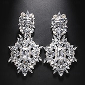 abordables Pendientes-Mujer Pendientes colgantes Geométrico Precioso Importante Diamante Sintético Aretes Joyas Plata / Dorado Para Boda Fiesta 1 Par