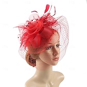 levne Svatební čelenka-Fascinátory Klobouky Doplňky do vlasů Organza Se širší krempou Cylindr Závojový klobouk Dostih koktejl Elegantní Vinobraní S Peří Mašličky Přílba Pokrývky Hlavy