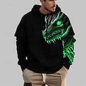 cheap Men&#039;s 3D Hoodies-Men&#039;s Graphic Dragon Hoodie Hoodies Sweatshirt Hoodie Long Sleeve Hooded Sweatshirt Hooded Fashion 3D Print Sports Outdoor Holiday Vacation Orange Green Print Front Pocket Spring &amp;  Fall Designer