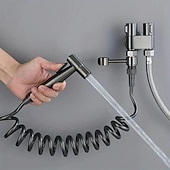 cheap Bathroom Gadgets-Toilet Hand Held Bidet Faucet Sprayer Bidet Set Sprayer Gun Toilet Spray For Bathroom Self Cleaning Shower Head (with 78 Inch Extension Pipe And Dual Control Angle Valve)