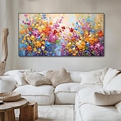 abordables Peintures fleurs/botaniques-Peinture à l&#039;huile de fleur de printemps 3d peinte à la main abstraite plantation florale colorée peinture à la main texture œuvre d&#039;art peinture à la main moderne paysage naturel peinture pour salon