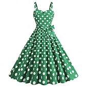 economico Vestiti-Retrò Vintage Anni 1950 Rockabilly Vestito Abito Swing Pois Per donna Carnevale Mascherata Abbigliamento quotidiano Adulti Vestito Abiti per il ritorno