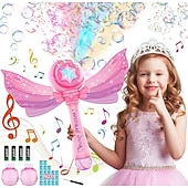baratos Diversão Ao Ar Livre &amp; Desporto-Varinha de bolha para crianças e meninas: varinhas de soprador de máquina de bolhas com luz &amp; música, brinquedos para festas ao ar livre para crianças, presente de aniversário para meninas de 3 4 5 6