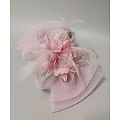 ieftine Pălării &amp; Fascinatoare-Palarioare Veșminte de cap Accesoriu de Păr Net Pălărie din voal Nuntă Ziua Doamnelor Cu Funde Floral Diadema Articole Pentru Cap
