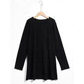 economico Maglie lunghe-T-shirt tunica da donna semplice moda base a maniche lunghe collo rotondo tops lunghi casual quotidiano fine settimana tunica fluida nera bianca rossa autunno e inverno