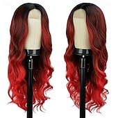 economico Parrucche trendy sintetiche-parrucche rosse ombre per le donne parrucca lunga rossa parrucca rossa ondulata ombre lunga parrucca rossa ondulata parrucche rosse resistenti al calore da 26 pollici per l&#039;uso quotidiano nelle feste