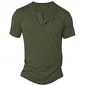 olcso Alkalmi Henley póló-Férfi Henley ing Bordás kötött póló Tee Top Színes Pit Strip Henley Utca Vakáció Rövid ujjú Kollázs Zseb Ruházat Divat Dizájn Alap
