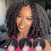 economico Parrucche di capelli veri senza cuffia-parrucche ricci con parte a v parrucche brasiliane ricci crespi dei capelli umani per le donne nere parrucche a forma di v senza lasciare fuori parrucche anteriori in pizzo aggiornamento parrucche