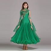 billige Ballroomkjoler-Ballroom-dans Kjole Rhinsten Dame Ytelse Langermet Polyester Nylon