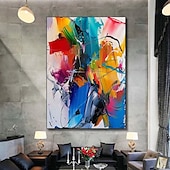 voordelige Abstracte schilderijen-kleurrijk pattle knife schilderij handgemaakt schilderij extra groot abstract schilderij groot canvas kunst schilderij voor woonkamer oversized muurkunst moderne abstracte kunst schilderij voor