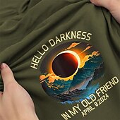 お買い得  メンズおもしろTシャツ-2024年4月8日　皆既日食　男性用グラフィックTシャツ - こんにちは暗闇、昔の友よTシャツ