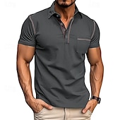 preiswerte Klassisches Poloshirt für Herren-Herren Poloshirt aus Baumwolle Golfhemd Arbeit Casual Kargen Kurzarm Basic Modern Farbblock Patchwork Taste Frühling Sommer Regular Fit Wein Dunkelgrau Schwarz Weiß Königliches Blau Grün Poloshirt