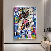 cheap People Paintings-Banksy Style Astronaut oil painting Pop Art Graffiti art Oil Painting 100% HandMade street art Oil Painting Astronaut pop art Oil Painting