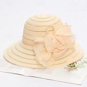 ieftine Pălării &amp; Fascinatoare-Palarioare Palarie Veșminte de cap Acrilic / Bumbac Clop Floppy Palarie de soare Casual Concediu Elegant Epocă Cu Pene Funde Diadema Articole Pentru Cap