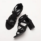 olcso Block Heels-Női Magassarkúak Szandálok Római cipő Keresztpántos sarkú cipő Parti Bálint nap Napi Kivág Vastag sarok Lábujj nélküli Elegáns Szüret minimalizmus Mikrobiális bőr Cipzár Fekete Fehér Zöld