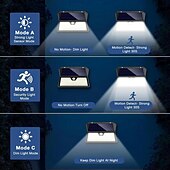 baratos Luzes de rua-Luz solar externa de 1 unidade com sensor de movimento, 185 led, luz solar externa de 3 modos, 1800mah, ip65, à prova d&#039;água, luz de parede externa para jardim, pátio, garagem, porta da frente, piscina, degraus, cerca