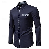 baratos camisas masculinas não de ferro-Homens Camisa Social camisa de verão Camisa casual camisa de praia camisa de colarinho camisa de botão Preto Branco Azul Marinha Manga Longa Estampado Cashemere Lapela Férias Havaiana Bolsos Roupa