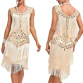 economico Vestiti-Anni Ruggenti Anni 1920 Abito da vacanza Abito Flapper Vestito Mascherata Il grande Gatsby Gentildonna Invitato al matrimonio Paillettes Frangia con nappe Per donna Halloween Carnevale Mascherata