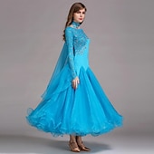 billige Ballroomkjoler-Ballroom-dans Kjole Rhinsten Dame Ytelse Langermet Polyester Nylon