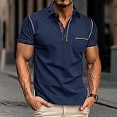 preiswerte Klassisches Poloshirt für Herren-Herren Poloshirt aus Baumwolle Golfhemd Arbeit Casual Kargen Kurzarm Basic Modern Farbblock Patchwork Taste Frühling Sommer Regular Fit Wein Dunkelgrau Schwarz Weiß Königliches Blau Grün Poloshirt