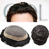 preiswerte Toupets-Herren Remy Menschenhaar Toupees Glatt / Wellen Monofilament / 100% handgebunden / Vollspitze Beste Qualität / Natürlicher Haaransatz / 100% Jungfrau Party / Valentinstag / Freizeitskleidung